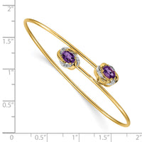 Load image into Gallery viewer, 14k Polished .03ct Diamond and Amethyst Flexible Bangle
