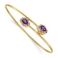 Load image into Gallery viewer, 14k Polished .03ct Diamond and Amethyst Flexible Bangle
