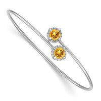 Load image into Gallery viewer, 14k White Gold Complete Round Citrine and 1/8 carat Diamond Halo Flexible Bangle Bracelet
