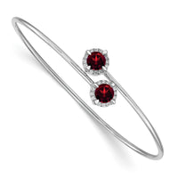 Load image into Gallery viewer, 14k White Gold Complete Round Garnet and 1/8 carat Diamond Halo Flexible Bangle Bracelet
