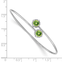 Load image into Gallery viewer, 14k White Gold Complete Round Peridot and 1/8 carat Diamond Halo Flexible Bangle Bracelet

