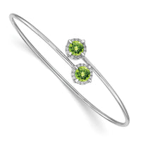 Load image into Gallery viewer, 14k White Gold Complete Round Peridot and 1/8 carat Diamond Halo Flexible Bangle Bracelet
