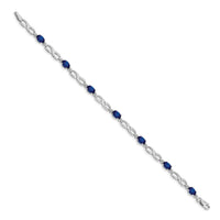 Load image into Gallery viewer, 14k White Gold Complete Diamond and Oval Sapphire Infinity 7 inch Bracelet
