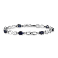 Load image into Gallery viewer, 14k White Gold Complete Diamond and Oval Sapphire Infinity 7 inch Bracelet
