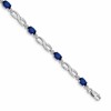 14k White Gold Complete Diamond and Oval Sapphire Infinity 7 inch Bracelet