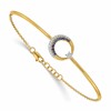 14k Moon and Star Complete 1/8 carat Diamond and Sapphire Half-Bangle 7 inch Bracelet with 0.5 inch Extender