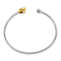 Load image into Gallery viewer, 14k Two-tone Complete 1/6 carat Diamond Moon and Star Cuff Bangle Bracelet
