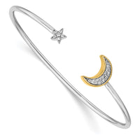 Load image into Gallery viewer, 14k Two-tone Complete 1/6 carat Diamond Moon and Star Cuff Bangle Bracelet
