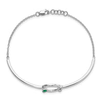 Load image into Gallery viewer, 14k White Gold Diamond and Cr. Emerald Circle 7in w/.5in ext Bracelet

