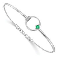 Load image into Gallery viewer, 14k White Gold Diamond and Cr. Emerald Circle 7in w/.5in ext Bracelet
