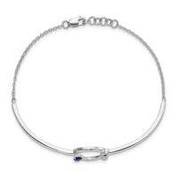 Load image into Gallery viewer, 14k White Gold Complete 1/10 carat Diamond and Blue Sapphire Circle 7 inch Bracelet with 0.5 inch Extender
