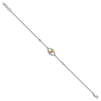 Load image into Gallery viewer, 14k White Gold Polished Complete Diamond and Round Citrine 7 inch Eye Bracelet with 0.5 inch Extender
