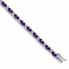 14k White Gold Complete Oval Amethyst and Diamond 7 inch Bracelet