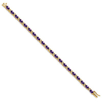 Load image into Gallery viewer, 14k Complete Oval Amethyst and Diamond 7 inch Bracelet
