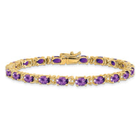 Load image into Gallery viewer, 14k Complete Oval Amethyst and Diamond 7 inch Bracelet
