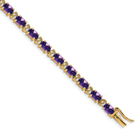 Load image into Gallery viewer, 14k Complete Oval Amethyst and Diamond 7 inch Bracelet
