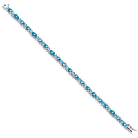 Load image into Gallery viewer, 14k White Gold Complete Oval Swiss Blue Topaz and Diamond 7 inch Bracelet
