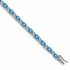 14k White Gold Complete Oval Swiss Blue Topaz and Diamond 7 inch Bracelet