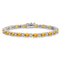 Load image into Gallery viewer, 14k White Gold Complete Oval Citrine and Diamond 7 inch Bracelet
