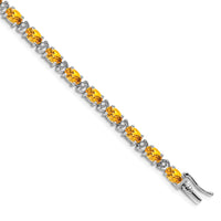 Load image into Gallery viewer, 14k White Gold Complete Oval Citrine and Diamond 7 inch Bracelet
