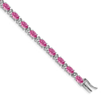 Load image into Gallery viewer, 14k White Gold Complete Lab Created Oval Pink Sapphire and Diamond 7 inch Bracelet
