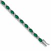 14k White Gold Complete Oval Lab Created Emerald and Diamond 7 inch Bracelet