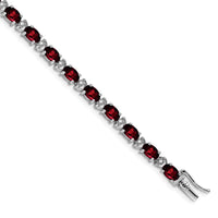 Load image into Gallery viewer, 14k White Gold Complete Oval Garnet and Diamond 7 inch Bracelet
