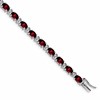 14k White Gold Complete Oval Garnet and Diamond 7 inch Bracelet