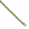 14k White Gold Complete Oval Peridot and Diamond 7 inch Bracelet