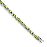 Load image into Gallery viewer, 14k White Gold Complete Oval Peridot and Diamond 7 inch Bracelet
