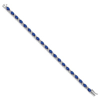 Load image into Gallery viewer, 14k White Gold Complete Oval Lab Created Sapphire and Diamond 7 inch Bracelet
