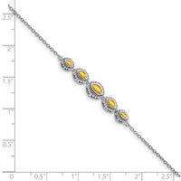 Load image into Gallery viewer, 14k White Gold Complete 5-Stone Bezel-set Marquise Citrine and Chain 7 inch Bracelet
