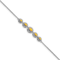 Load image into Gallery viewer, 14k White Gold Complete 5-Stone Bezel-set Marquise Citrine and Chain 7 inch Bracelet
