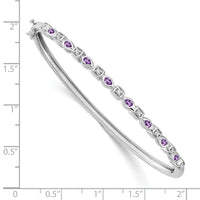 Load image into Gallery viewer, 14k White Gold Complete Amethyst and 1/10 carat Diamond Hinged Bangle Bracelet
