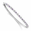 14k White Gold Complete Amethyst and 1/10 carat Diamond Hinged Bangle Bracelet