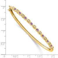 Load image into Gallery viewer, 14k Complete Amethyst and 1/10 carat Diamond Hinged Bangle Bracelet
