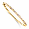 14k Complete Amethyst and 1/10 carat Diamond Hinged Bangle Bracelet