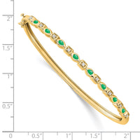 Load image into Gallery viewer, 14k Complete Emerald and 1/10 carat Diamond Hinged Bangle Bracelet
