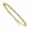 14k Complete Emerald and 1/10 carat Diamond Hinged Bangle Bracelet