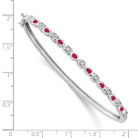Load image into Gallery viewer, 14k White Gold Complete Ruby and 1/10 carat Diamond Hinged Bangle Bracelet
