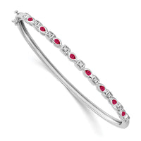 Load image into Gallery viewer, 14k White Gold Complete Ruby and 1/10 carat Diamond Hinged Bangle Bracelet
