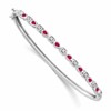 14k White Gold Complete Ruby and 1/10 carat Diamond Hinged Bangle Bracelet