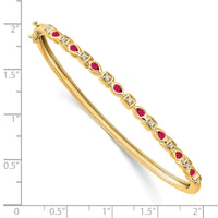 Load image into Gallery viewer, 14k Complete Ruby and 1/10 carat Diamond Hinged Bangle Bracelet
