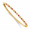 14k Complete Ruby and 1/10 carat Diamond Hinged Bangle Bracelet