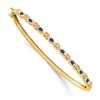 14k Complete Sapphire and 1/10 carat Diamond Hinged Bangle Bracelet