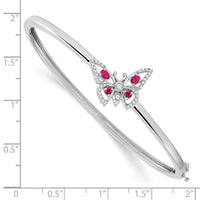 Load image into Gallery viewer, 14k White Gold Complete Ruby and 1/6 carat Diamond Butterfly Hinged Bangle Bracelet
