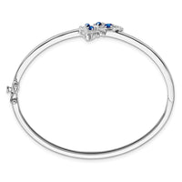 Load image into Gallery viewer, 14k White Gold Complete Sapphire and 1/6 carat Diamond Butterfly Hinged Bangle Bracelet
