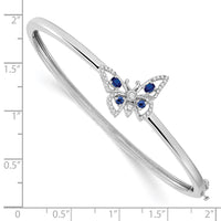 Load image into Gallery viewer, 14k White Gold Complete Sapphire and 1/6 carat Diamond Butterfly Hinged Bangle Bracelet
