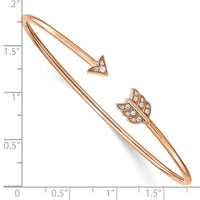 Load image into Gallery viewer, 14k Rose Gold Polished Complete 1/10 carat Diamond Arrow Flexible Cuff Bangle Bracelet
