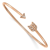 Load image into Gallery viewer, 14k Rose Gold Polished Complete 1/10 carat Diamond Arrow Flexible Cuff Bangle Bracelet
